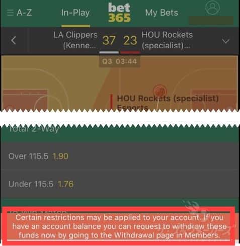 bet365のアンケートに答えたエラー画面