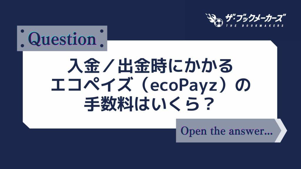 入金／出金時にかかるエコペイズ（ecoPayz）の手数料はいくら？