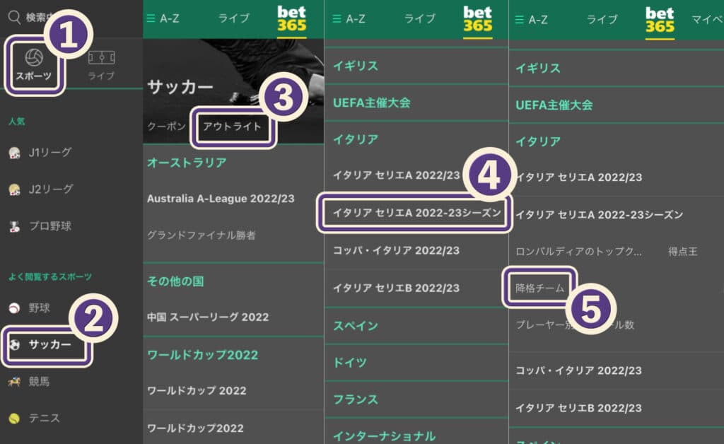 bet365で降格チームにベッティングする方法