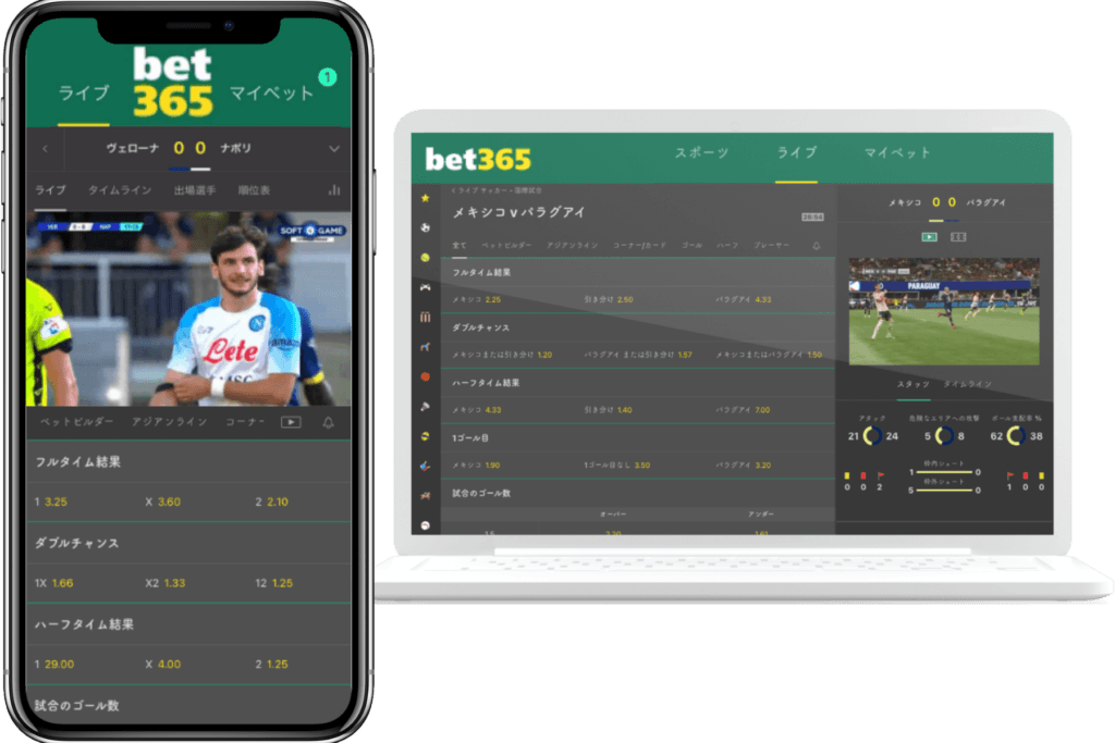 Bet365 PC/Mobile画面