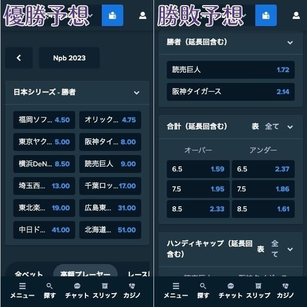 野球の賭け方例